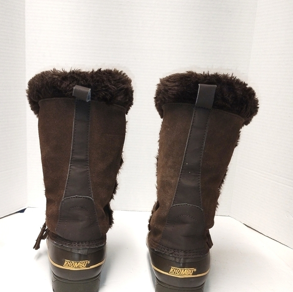 Khombu boots calf high Suede Leather Faux Fur Lined Lace up brow… - Picture 5 of 8